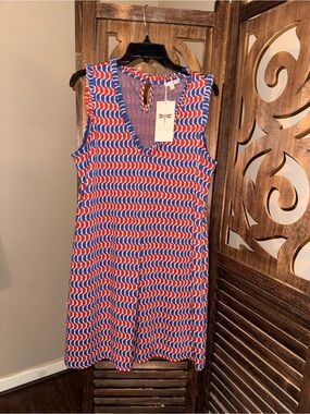 Tyler Boe Orange & Blue Half Circle-Print Sleeveless Dress